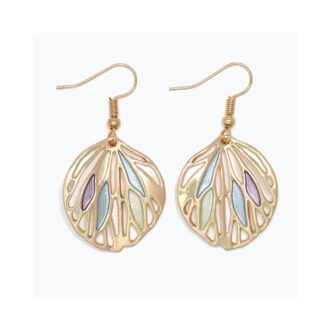 Multi-Color Enamel Yellow Cutout Dangle Earrings