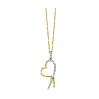 Heart Drop Necklace with .05ctw Diamonds in 10k Yellow Gold