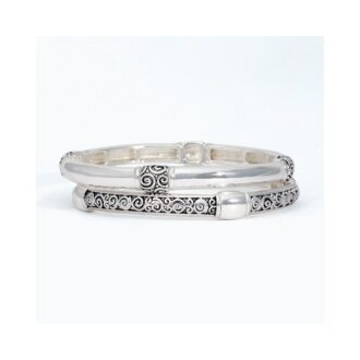 Silver-Tone Scroll Stretch Bangle Bracelet