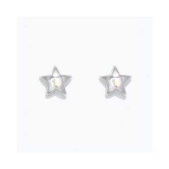 Silver Puffy Star Stud Earrings
