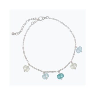 Silver Linked Multi Sea Glass Bracelet