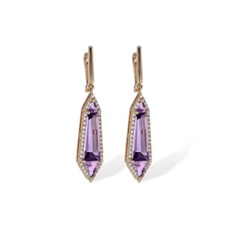 Amethyst & .42ctw Diamond Drop Earrings in 14k Rose Gold