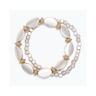 Matte Silver & Gold 2-Strand Stretch Bracelet