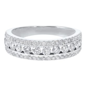 Wedding Band with 1ctw Round Diamonds in 14k White Gold