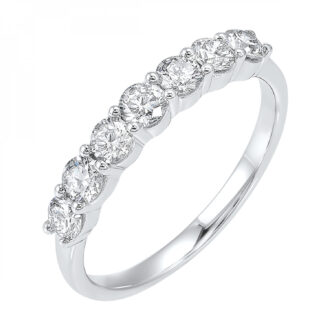 7 Stone Wedding Band with 1ctw Round Diamonds in 14k White Gold