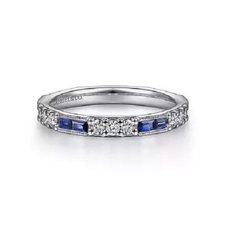 Gabriel Stackable Band Ring with .37ctw Diamonds & Sapphires in 14k White Gold