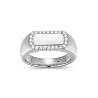 Allure Collection CZ Signet Ring in Sterling Silver, Size 7