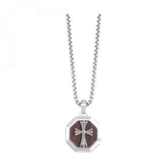 Octagon Cross Pendant Necklace with Bold Box Chain