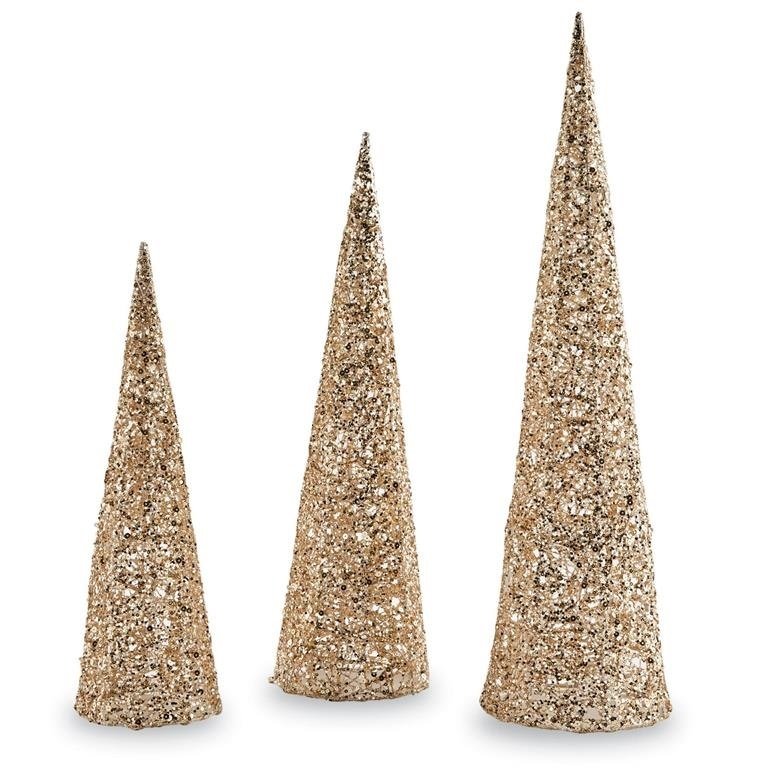 Medium Silver Glitter Cone Tree Decoration