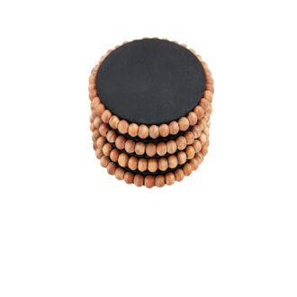 Set of 4 Black Beaded Edge Mango Wood Coasters