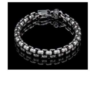 William Henry Ydra Oxide Silver 7.2mm Bold Box Chain Bracelet