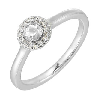 Modern Halo Ring with 1/12ctw White Diamonds in 10k White Gold