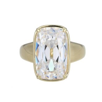 Elle Yellow Gold-Plated 16x10 Cushion-Cut Ring, Size 6