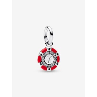 Pandora Casino Chip Dangle Charm with Red & Black Enamel