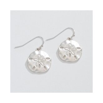 Matte Silver Sand Dollar Dangle Earrings