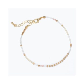 Colorful Seed Bead Ankle Chain in Yellow, White, and Pink