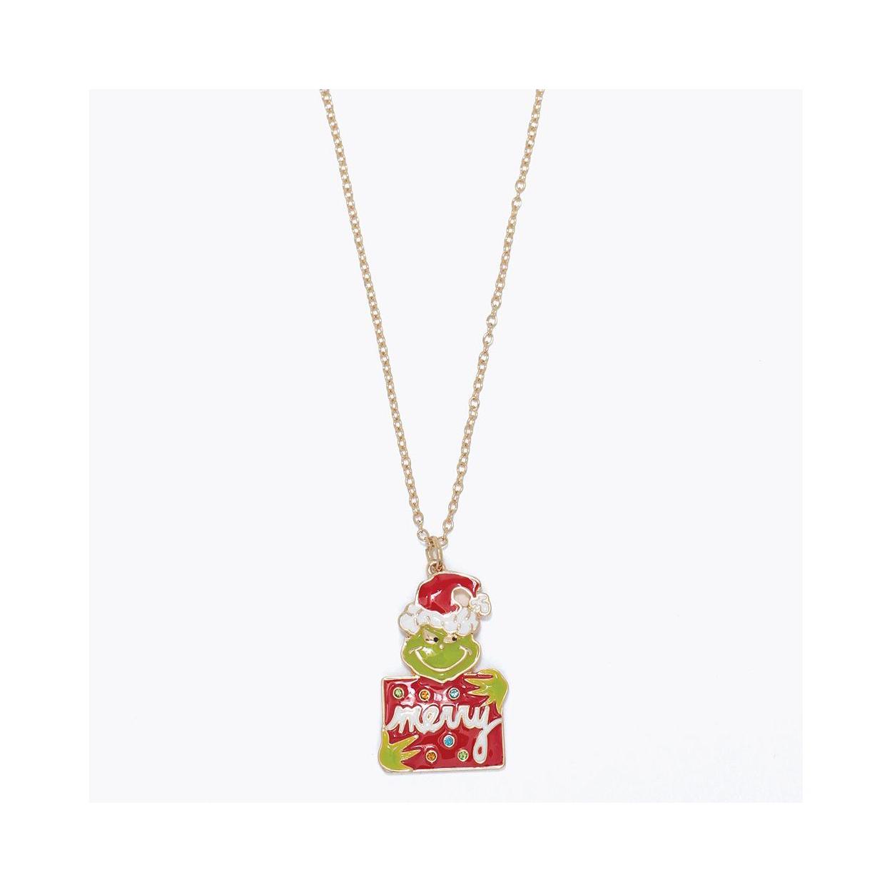 Merry Grinch Yellow Gold Pendant Necklace