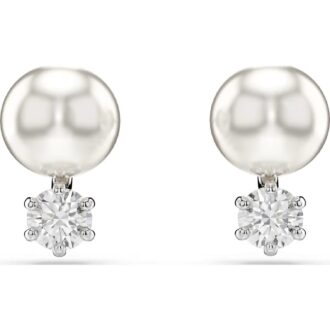 Swarovski Matrix pearl stud earrings with crystal accents