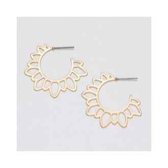 Gold Matte Floral Cut Out Hoop Earrings