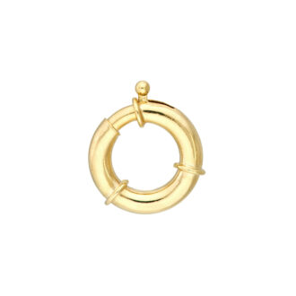 14K Yellow Gold Spring Ring Clasp with Push Lock Closure
