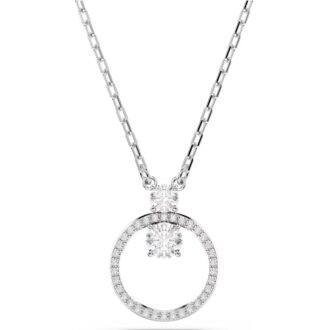 Swarovski Constella White CZ Circle Pendant with Rolo Chain