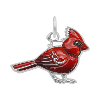 Red Enamel Cardinal Charm in Sterling Silver by Rembrandt