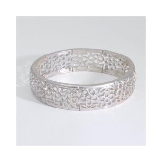 Silver Flower Cutout Stretch Bangle Bracelet
