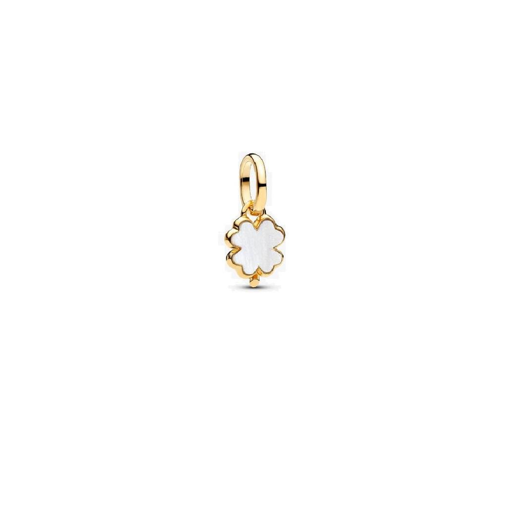 Pandora 14K Gold Plated Mother of Pearl Clover Charm