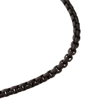 Inox Matte Black Stainless Steel Box Chain Necklace 6mm 24"