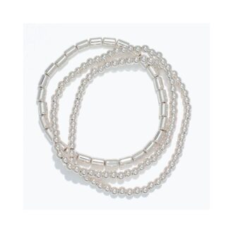 Three Strand Silver Polished Bead Bracelet