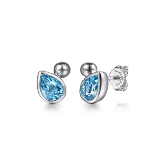 Gabriel Bujukan Blue Topaz Stud Earrings in Sterling Silver