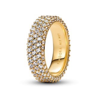 Pandora 14K Gold Triple Row Eternity Band Size 52