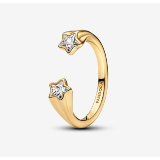 Pandora Silver and Yellow Gold Plated Shooting Star Open Ring