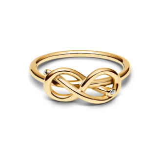 Pandora 14K Gold Plated Infinity Knot Ring with Clear CZ