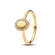 Pandora Yellow Gold Plated Clear CZ Oval Fashion Ring Size 56