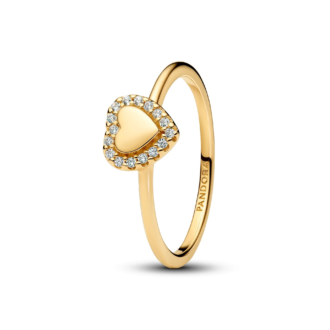 Pandora Yellow Gold Plated Clear CZ Heart Fashion Ring 54