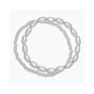 Silver Double Strand Polished Bead Bracelet