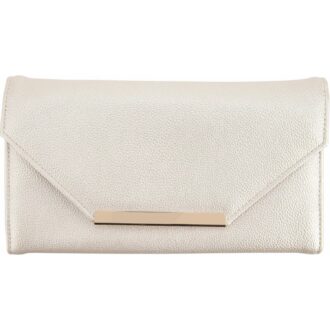 Champagne Leatherette Jewelry Travel Case with Snap Closure