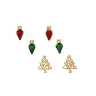 Yellow Christmas Tree Bulb Stud Earring Set