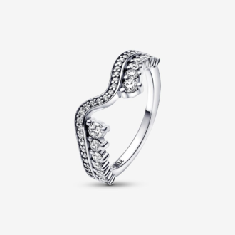 Pandora Sparkling Asymmetric Wave Ring