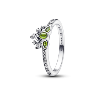 Pandora Sterling Silver Disney Tiana Green Stone Crown Ring