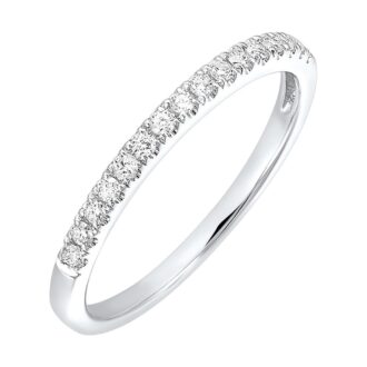 Prong Set Wedding Band .25ctw Round Diamonds 14k White Gold