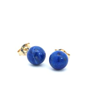 14K Yellow Gold 7mm Lapis Lazuli Stud Earrings