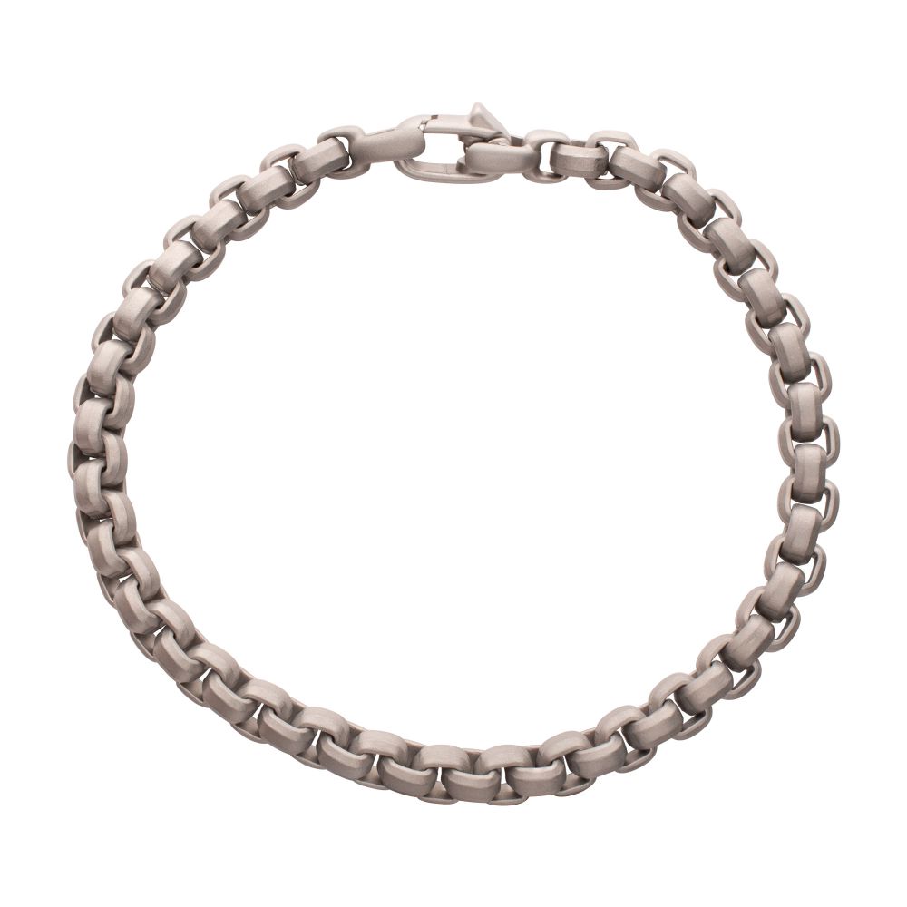 Inox 6mm Matte Finish Stainless Steel Bold Box Chain Bracelet