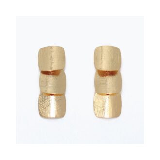 Elegant Yellow Brushed Linked Dangle Earrings