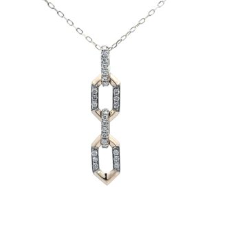Link Drop Necklace with .20ctw Round Diamonds in 14k Yellow Gold