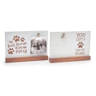 Distressed Wood Photo Clip Frame, Assorted Pet Messages