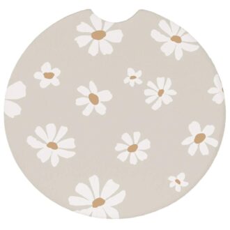 Ceramic Car Coaster with Tan Daisies