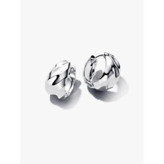 Pandora Rippled Sterling Silver Hoop Earrings