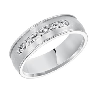 Palladium 7mm Men's Wedding Band with 0.5CTW Round Diamonds